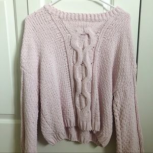 Garage Light Pink Cable Knit Sweater